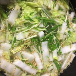 白菜と水菜の中華スープ